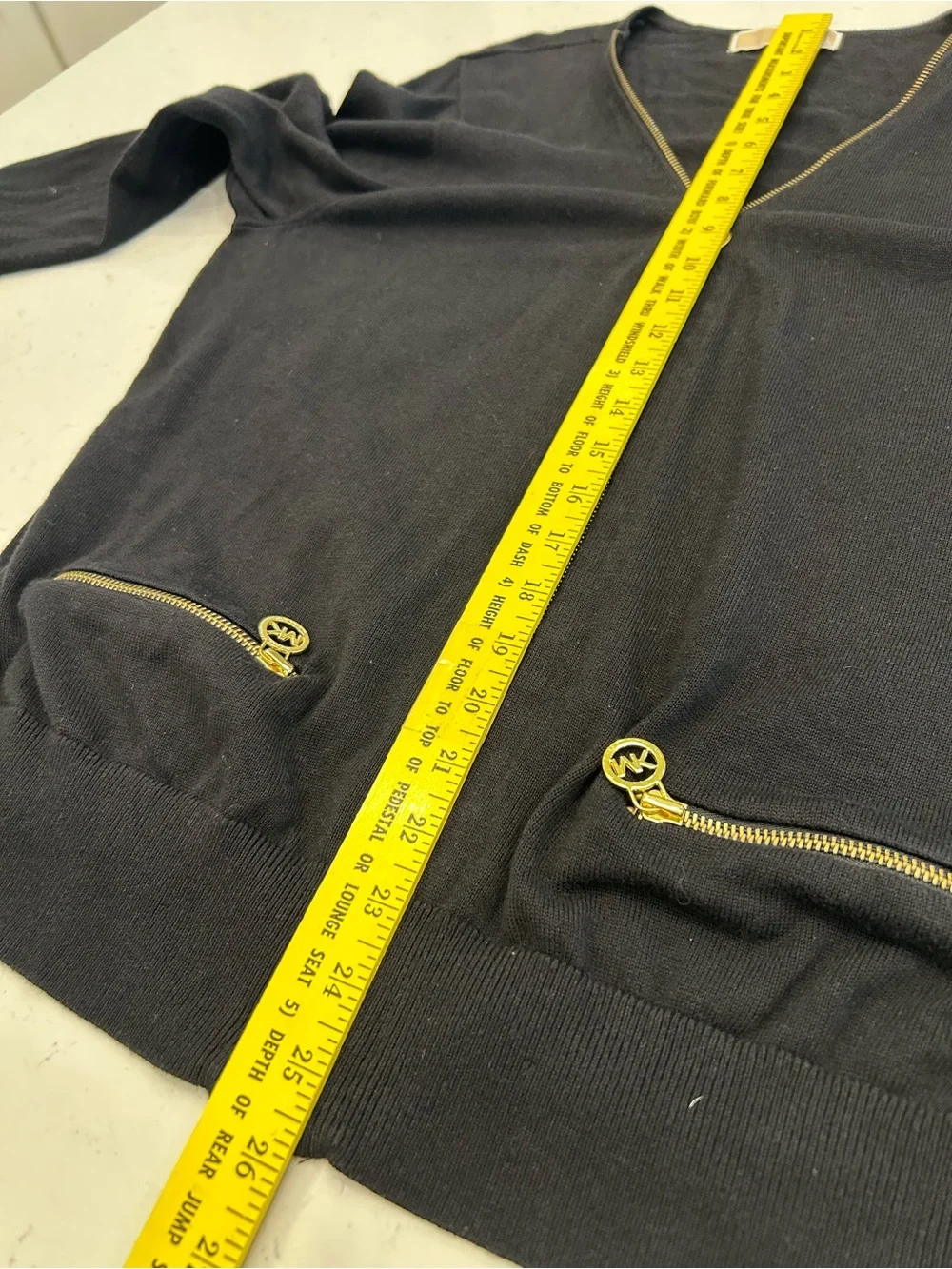 Michael Kors Black Zip-Front Bomber Jacket with Gold Hardware